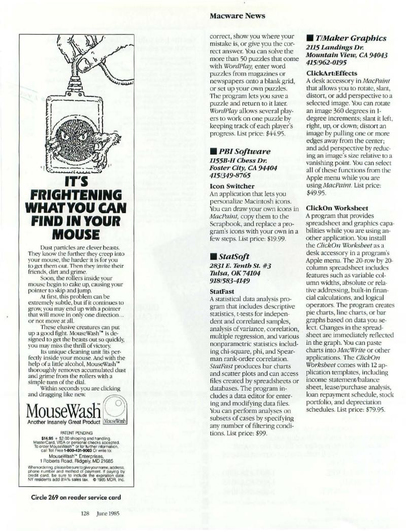 MacWorld 8506 June 1985 — page 132