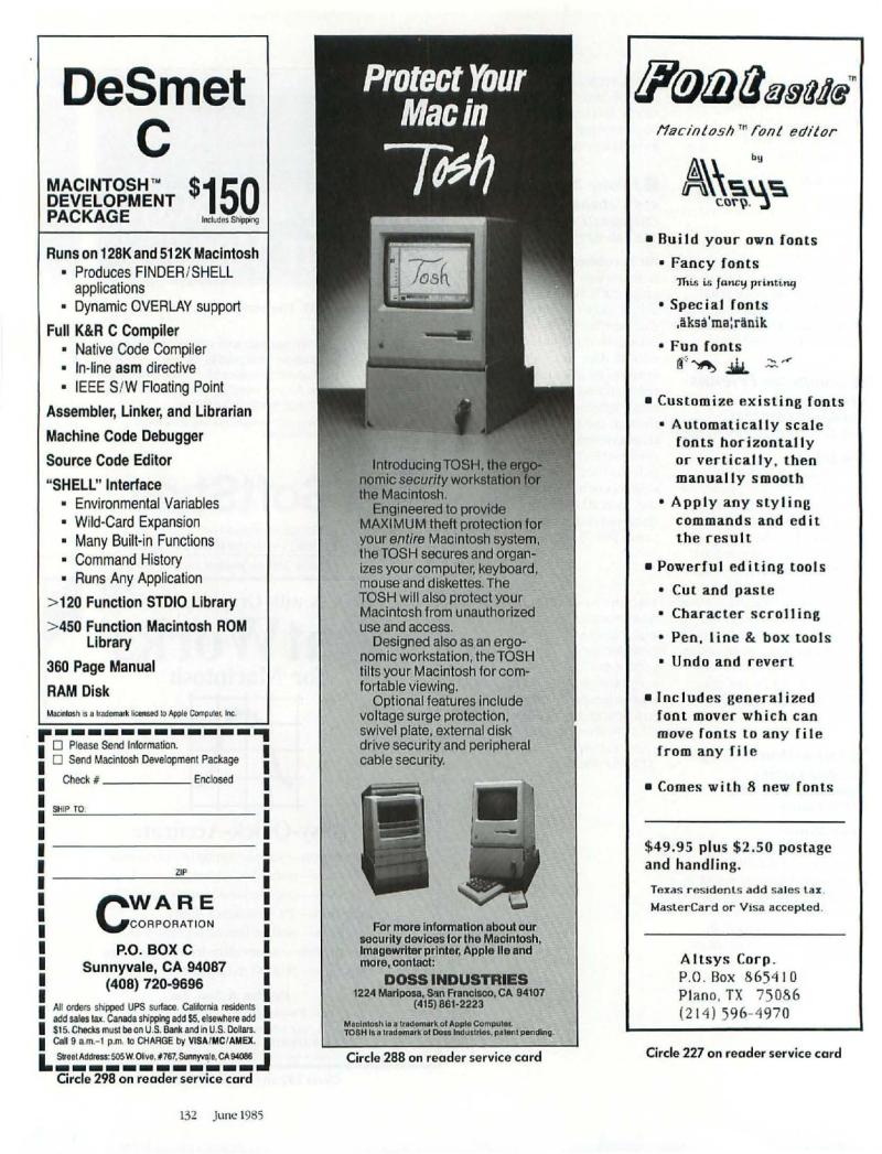 MacWorld 8506 June 1985 — page 136