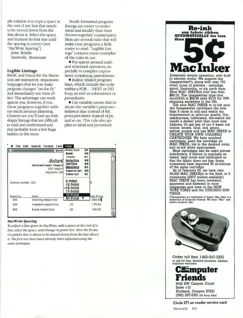 MacWorld 8506 June 1985 — page 158