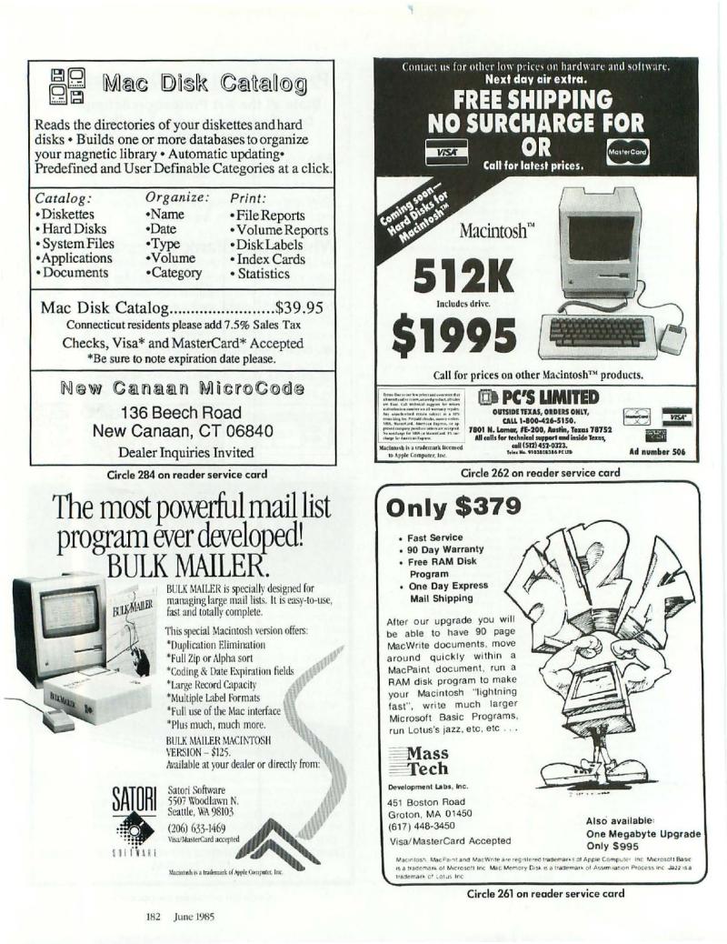 MacWorld 8506 June 1985 — page 191