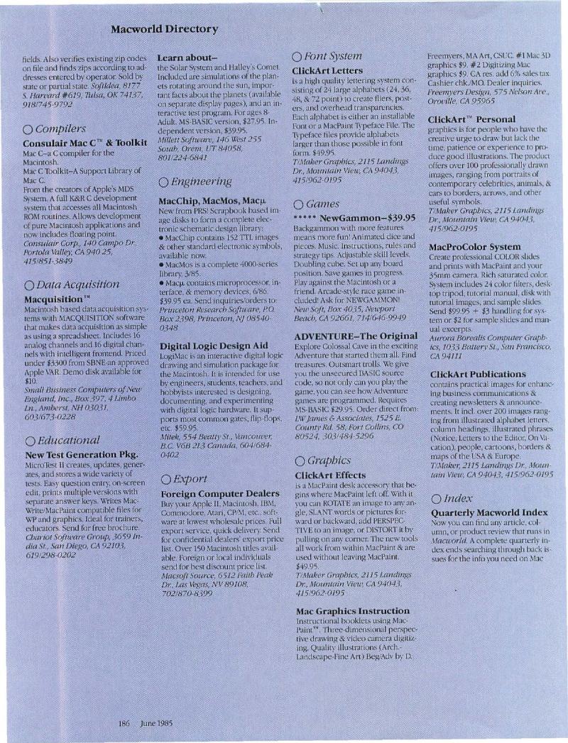 MacWorld 8506 June 1985 — page 195