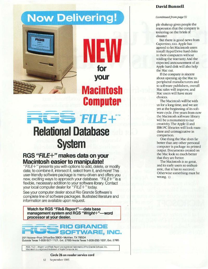 MacWorld 8509 September 1985 — page 14