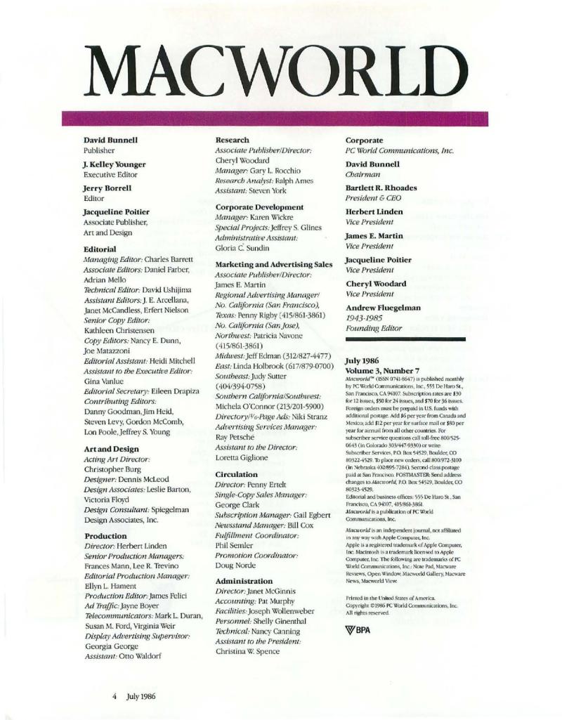 MacWorld 8607 July 1986 — page 6