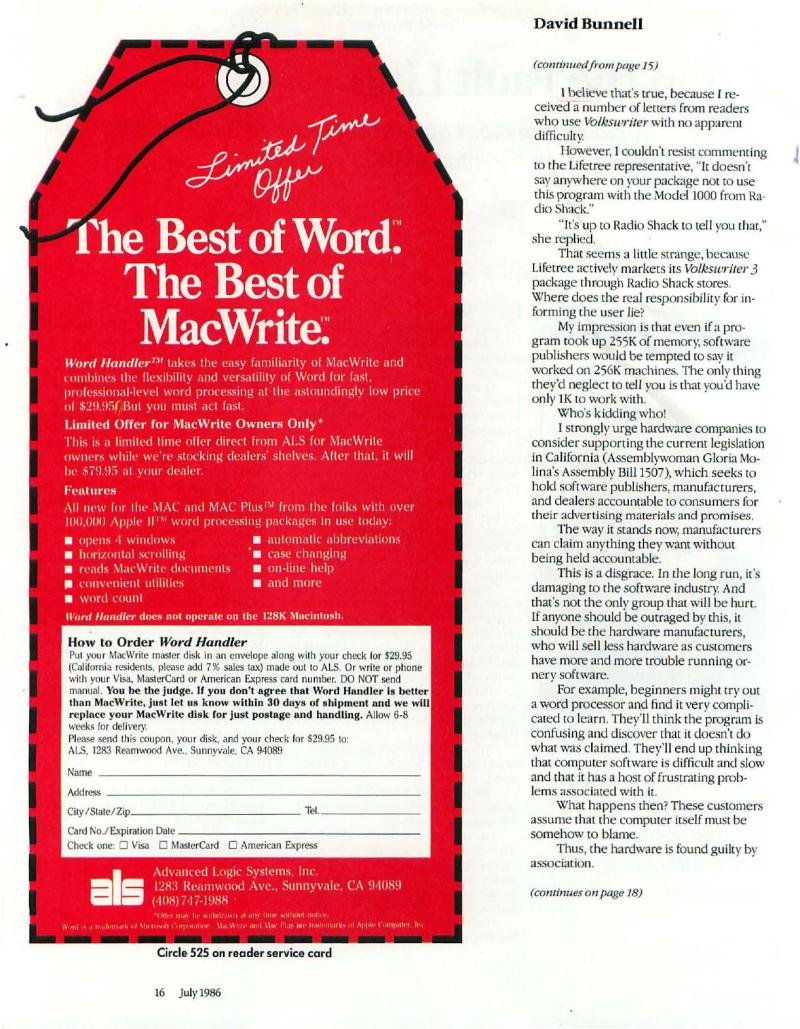 MacWorld 8607 July 1986 — page 18