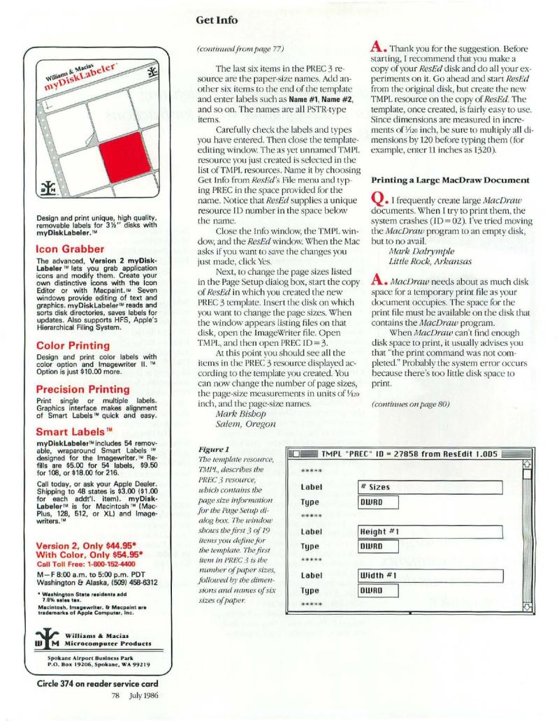 MacWorld 8607 July 1986 — page 84