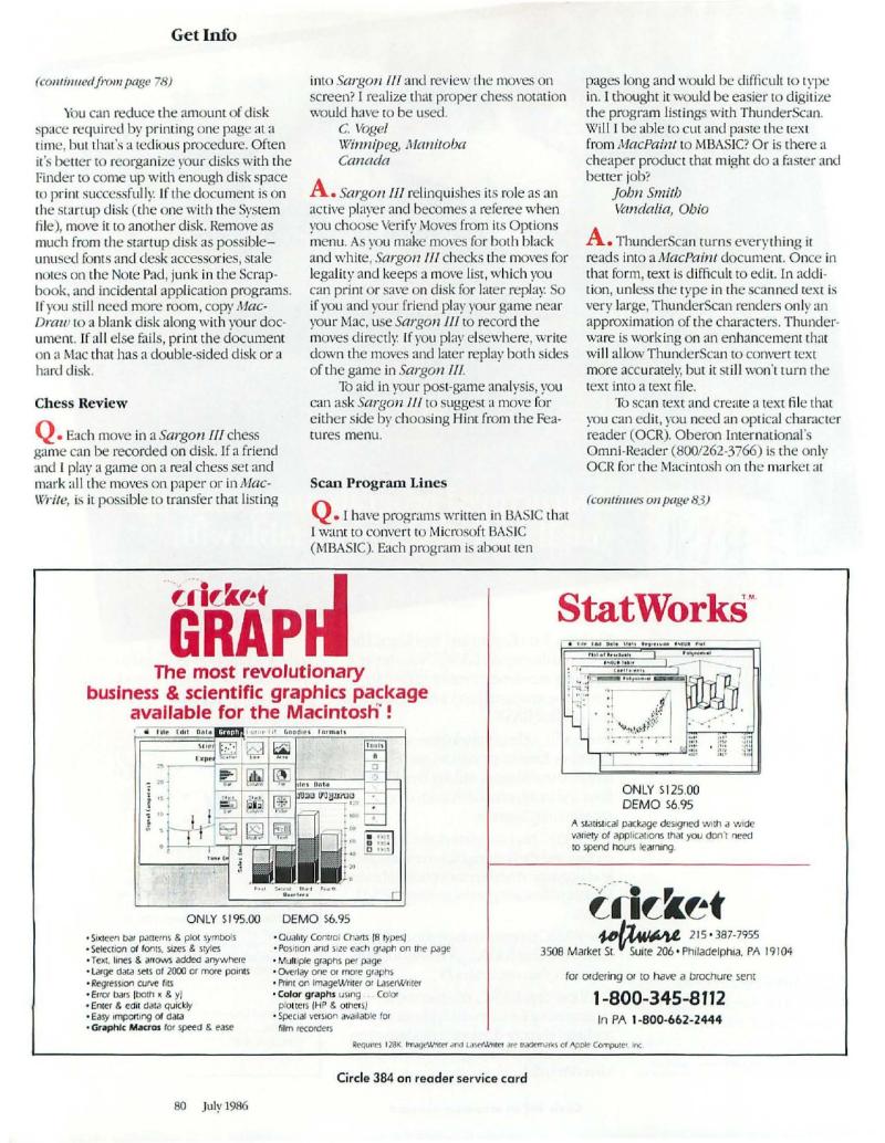 MacWorld 8607 July 1986 — page 86