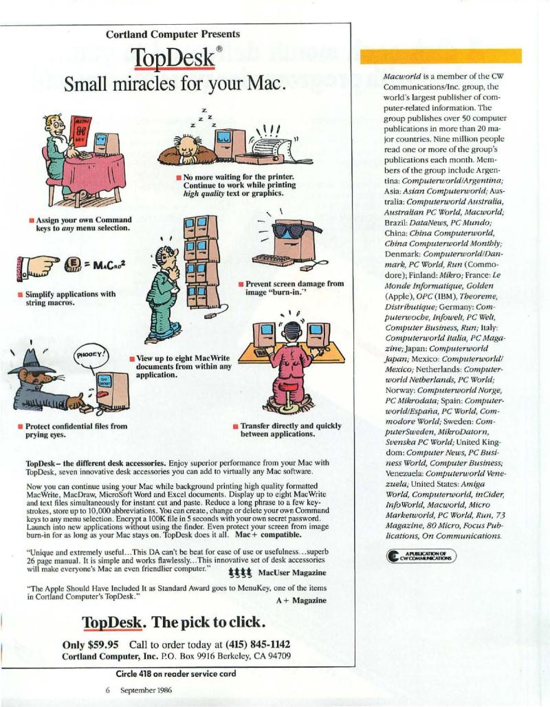 MacWorld 8609 September 1986 — page 3