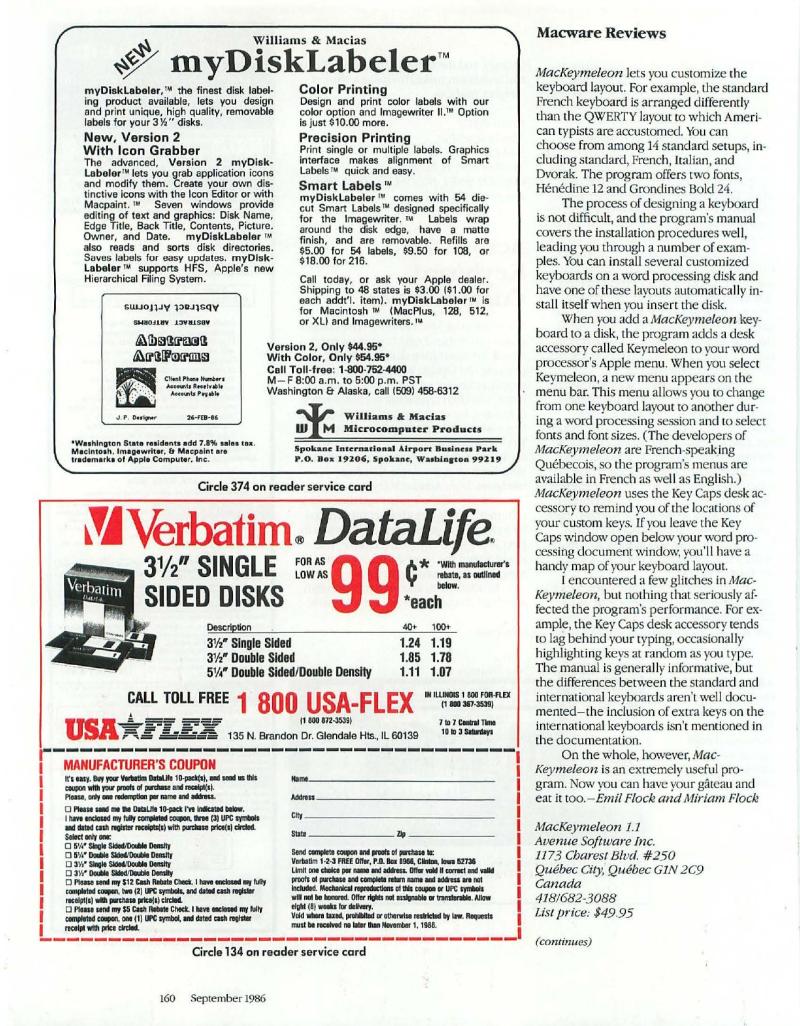MacWorld 8609 September 1986 — page 172