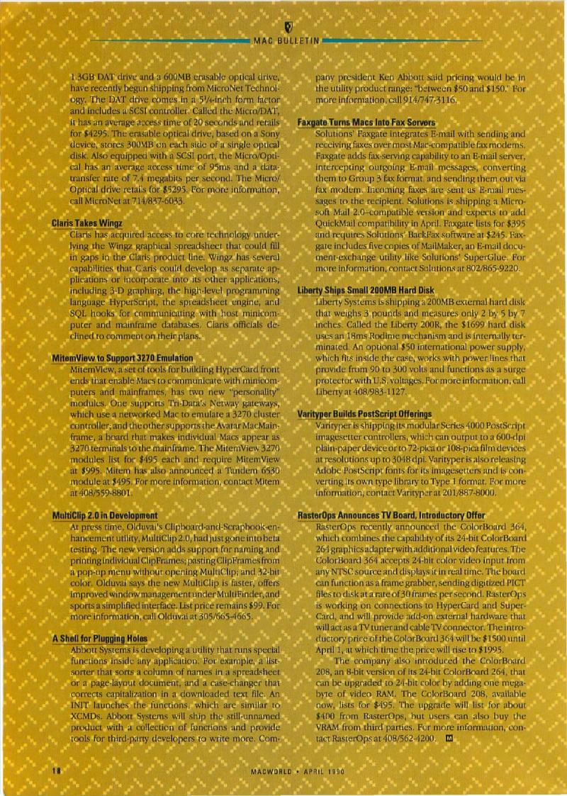 MacWorld 9004 April 1990 — page 20