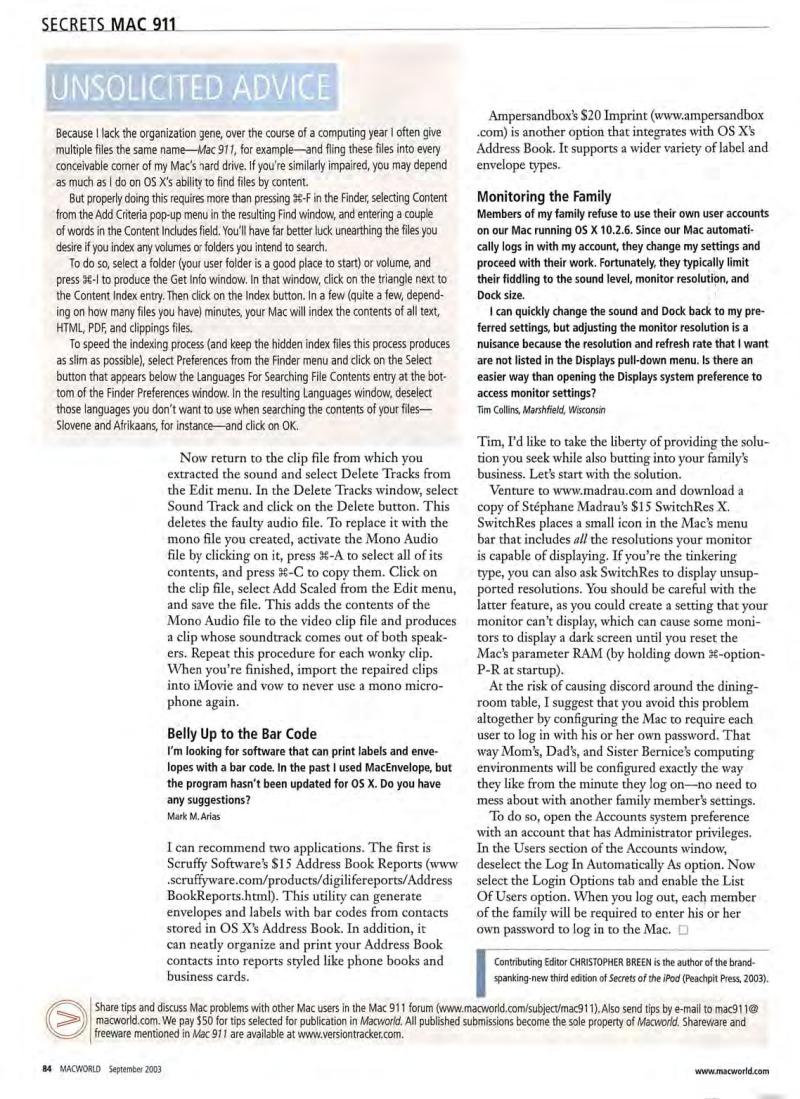 MacWorld0309September2003 — page 86