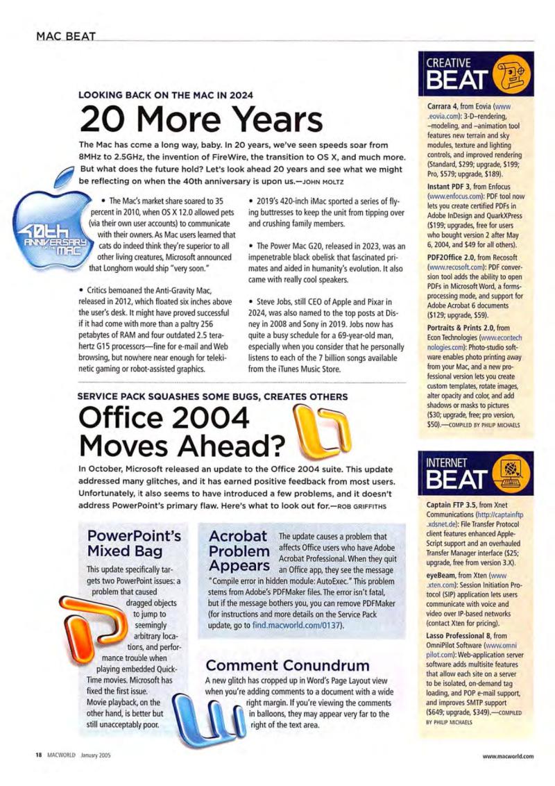 MacWorld0501January2005 — page 20