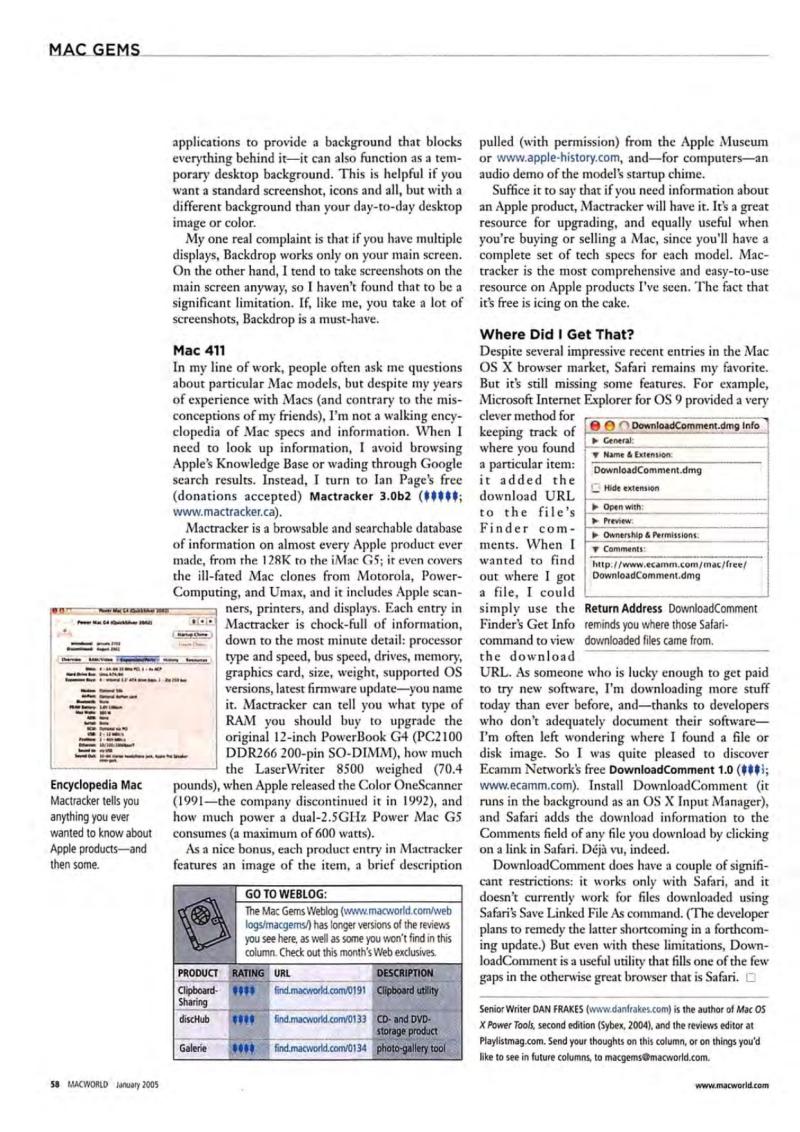 MacWorld0501January2005 — page 60
