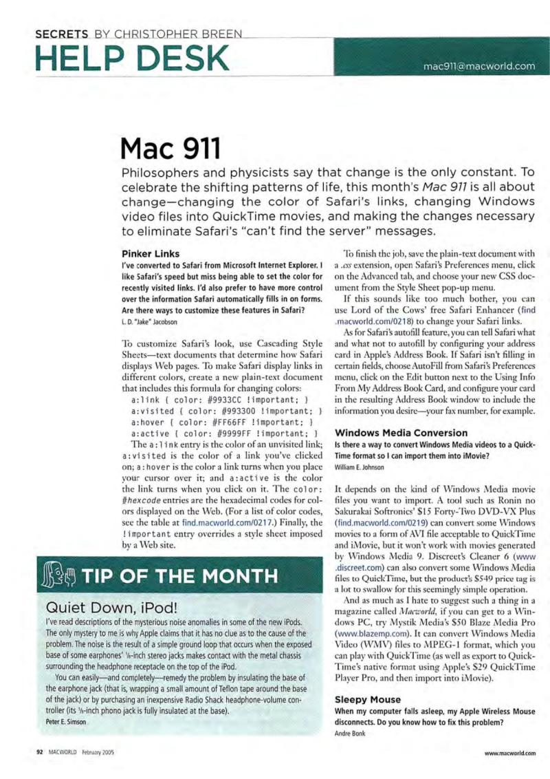 MacWorld0502February2005 — page 94