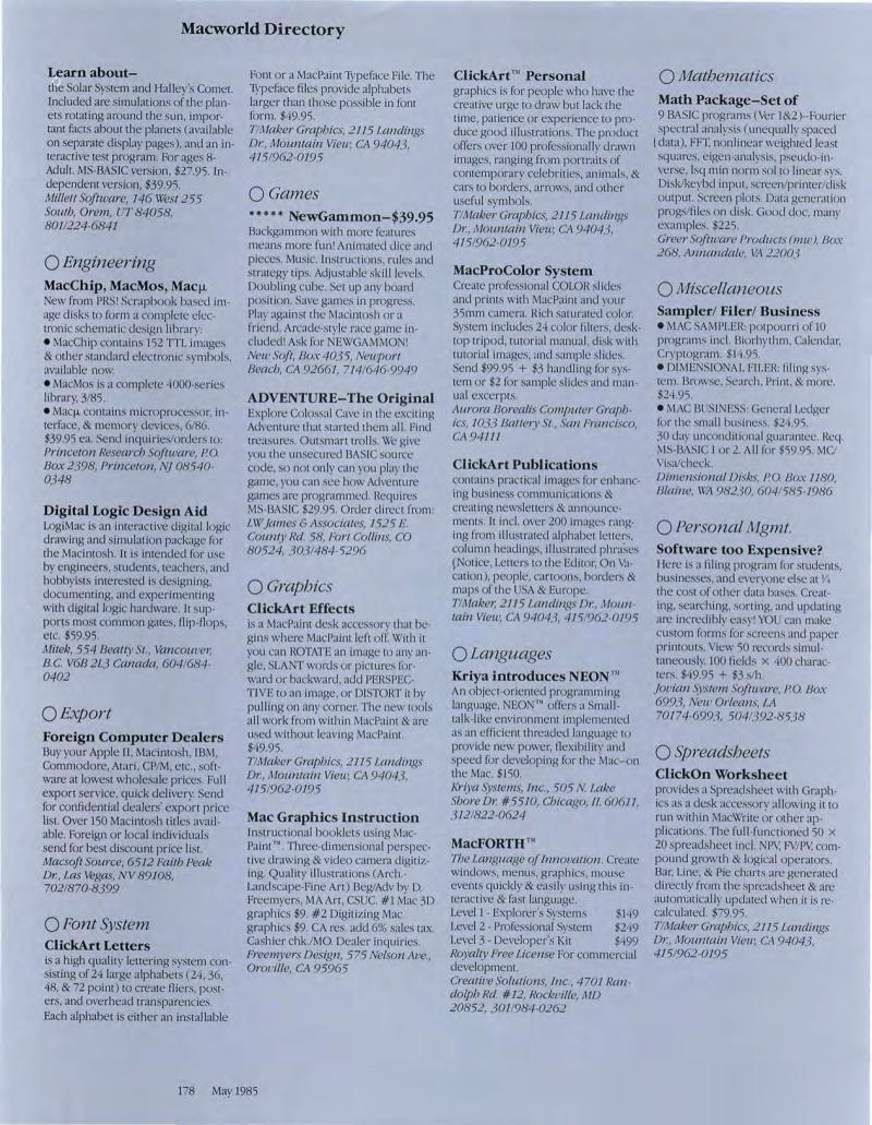 MacWorld8505May1985 — page 190