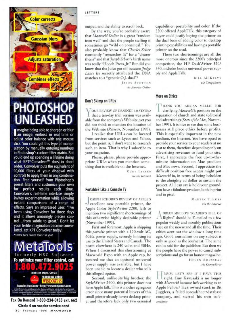 MacWorld9602February1996 — page 22