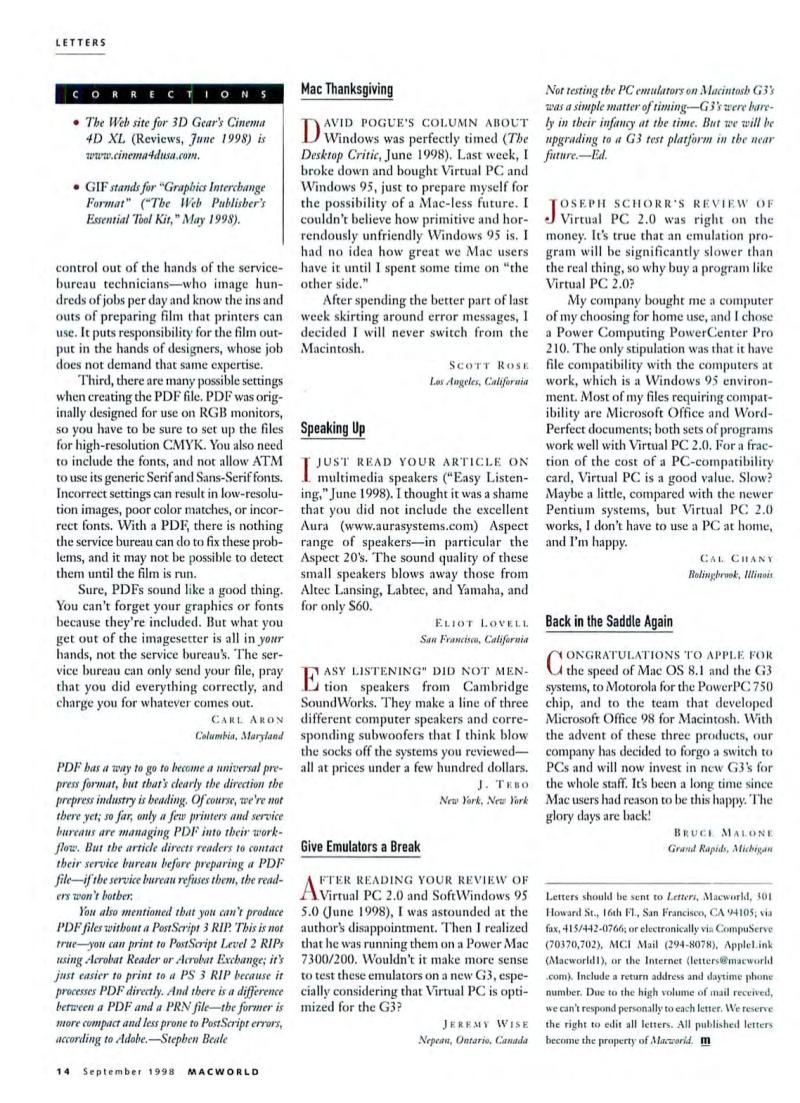 MacWorld9809September1998 — page 16