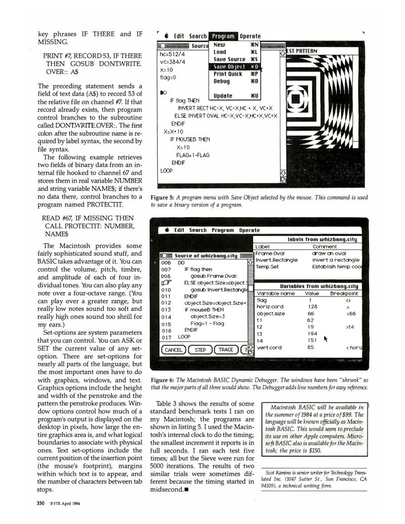 Macintosh BASIC BYTE April 1984 — page 10