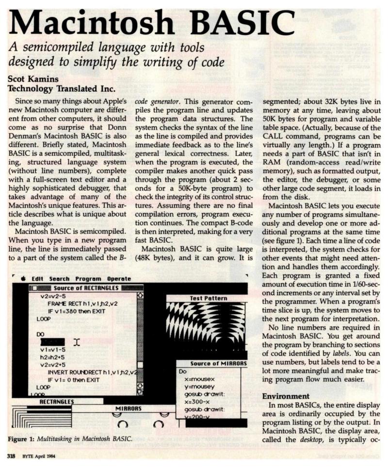 Macintosh BASIC BYTE magazine 04 1984 — page 1
