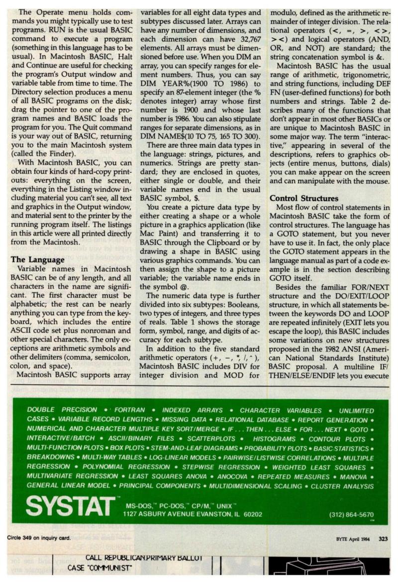 Macintosh BASIC BYTE magazine 04 1984 — page 5