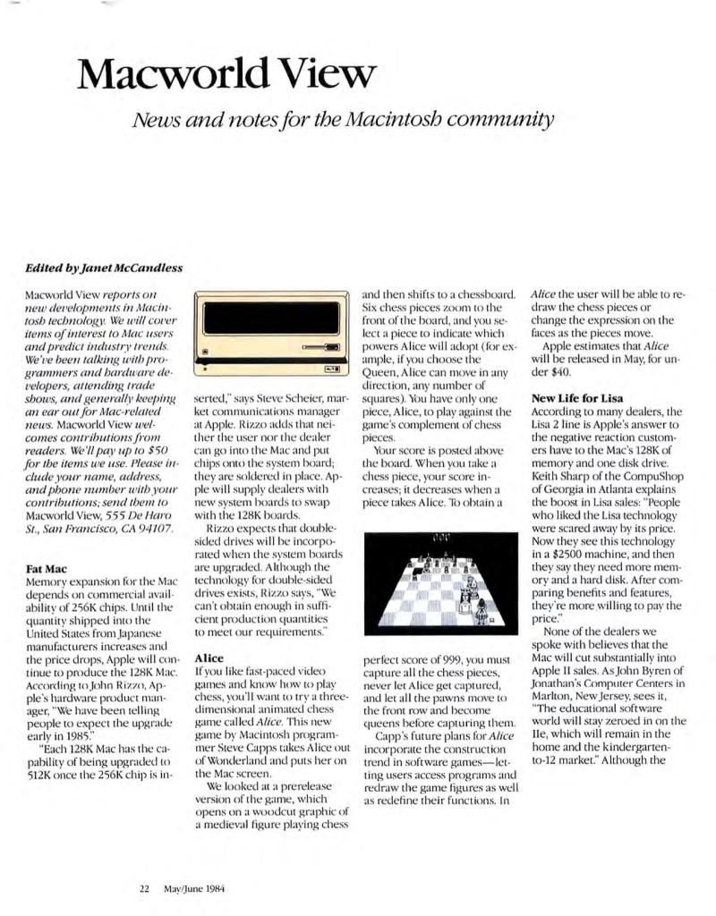MacWorld 8405 May June 1984 — page 26