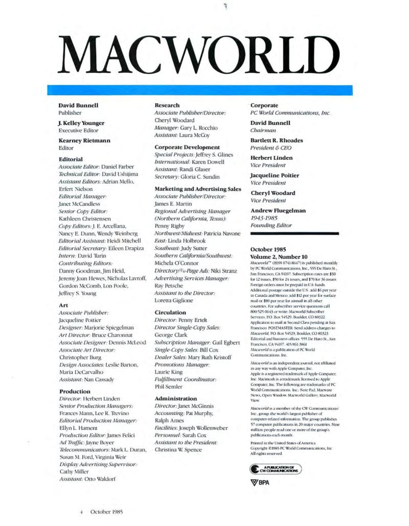 MacWorld 8510 October 1985 — page 6
